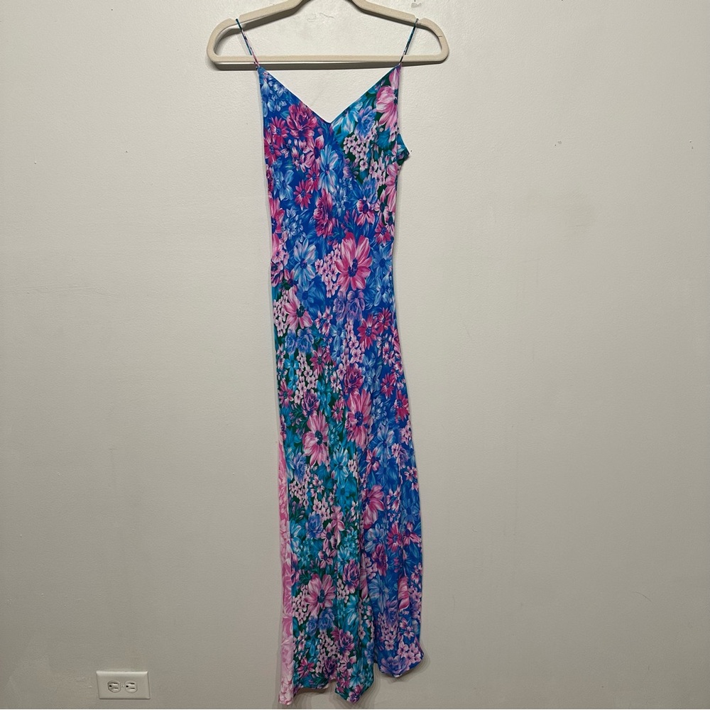 Kachel Anthropologie Vivian Floral Silk Slip Bias Maxi Dress 4 - Picture 3 of 9